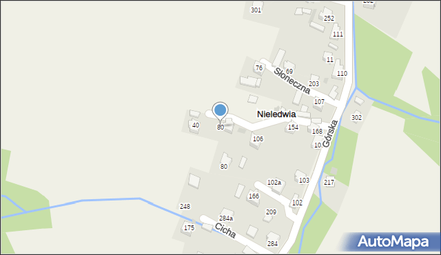 Nieledwia, Górska, 80, mapa Nieledwia