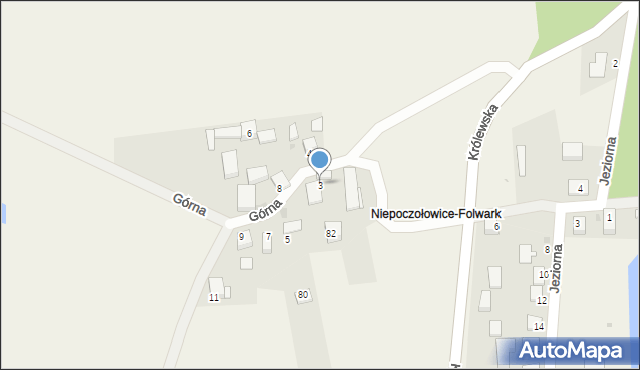 Niepoczołowice, Górna, 3, mapa Niepoczołowice