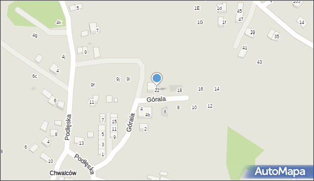 Niepołomice, Górala, 22, mapa Niepołomice
