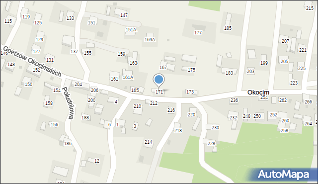 Okocim, Goetzów Okocimskich, 171, mapa Okocim