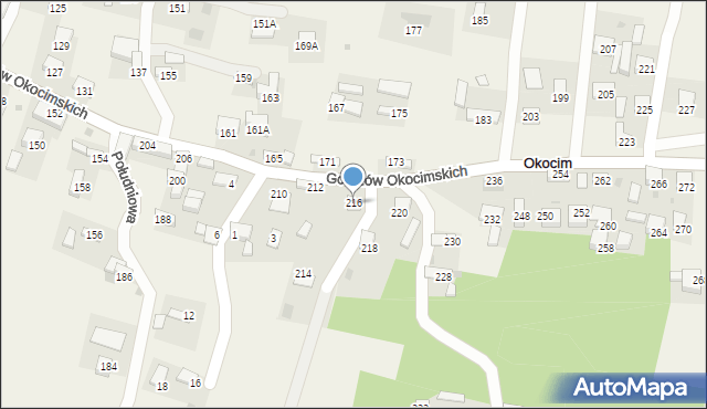 Okocim, Goetzów Okocimskich, 216, mapa Okocim