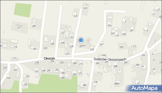 Okocim, Goetzów Okocimskich, 227, mapa Okocim