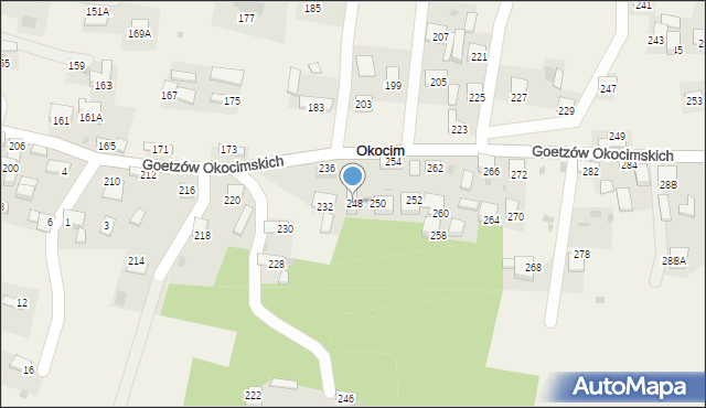 Okocim, Goetzów Okocimskich, 248, mapa Okocim