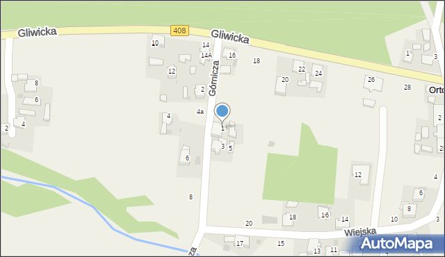Ortowice, Górnicza, 1, mapa Ortowice