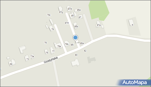 Osieczna, Gostyńska, 85j, mapa Osieczna