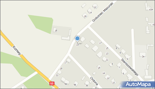 Ostrołęka, Gościniec Mazurski, 13, mapa Ostrołęka
