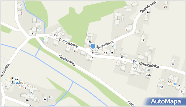 Ostrowsko, Gorczańska, 21, mapa Ostrowsko