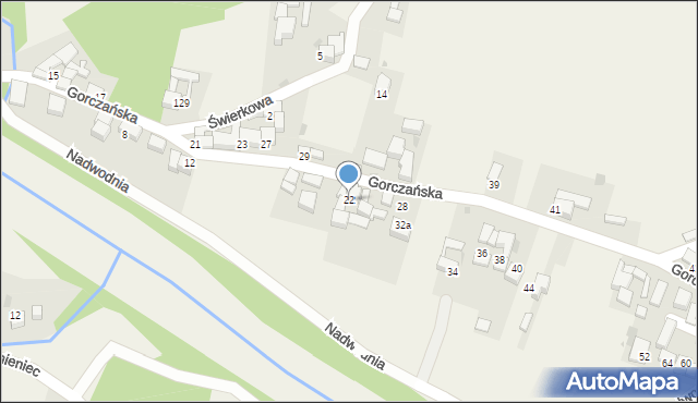 Ostrowsko, Gorczańska, 22, mapa Ostrowsko