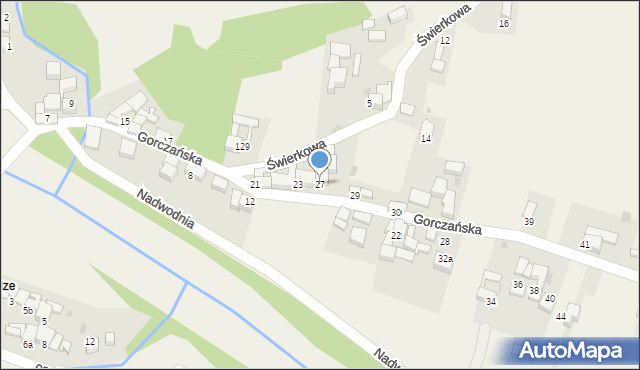 Ostrowsko, Gorczańska, 27, mapa Ostrowsko