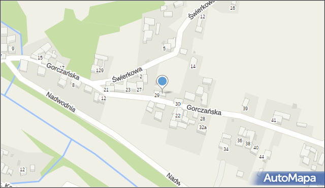 Ostrowsko, Gorczańska, 33, mapa Ostrowsko