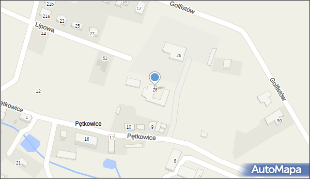 Pętkowice, Golfistów, 28, mapa Pętkowice