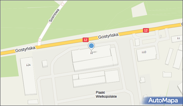 Piaski, Gostyńska, 12, mapa Piaski