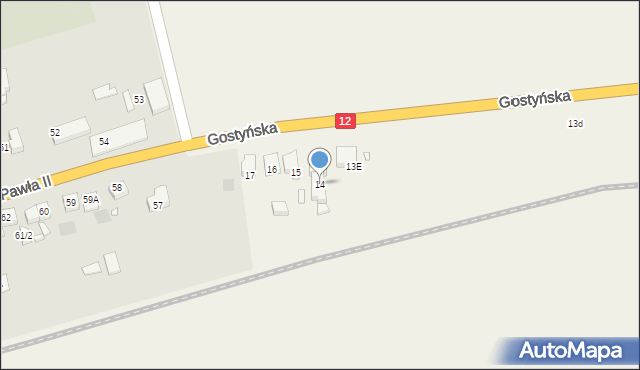 Piaski, Gostyńska, 14, mapa Piaski