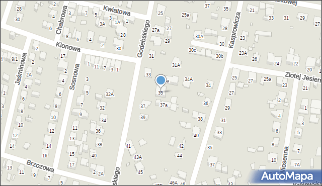 Piastów, Godebskiego Cypriana, 35, mapa Piastów
