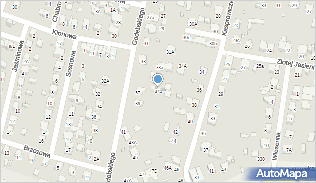 Piastów, Godebskiego Cypriana, 37a, mapa Piastów