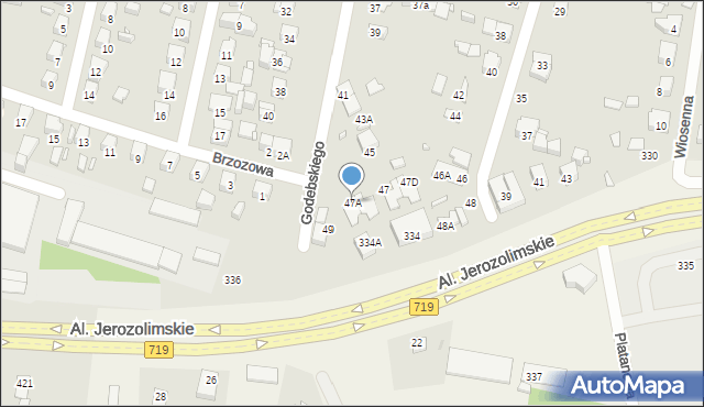 Piastów, Godebskiego Cypriana, 47A, mapa Piastów