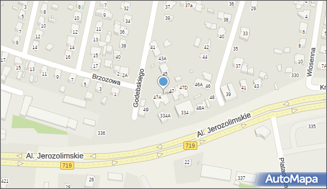 Piastów, Godebskiego Cypriana, 47B, mapa Piastów