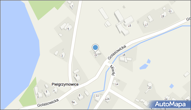 Pielgrzymowice, Golasowicka, 11, mapa Pielgrzymowice