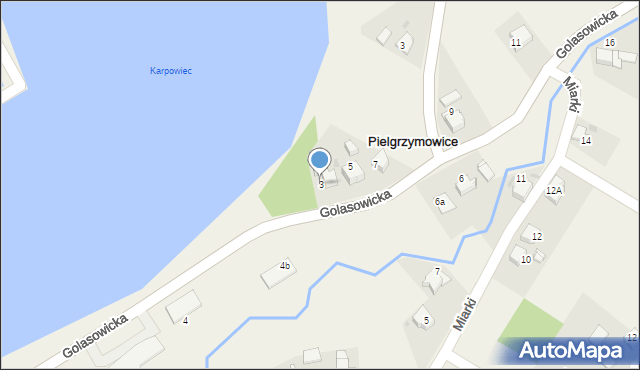 Pielgrzymowice, Golasowicka, 3, mapa Pielgrzymowice