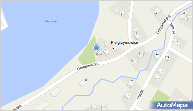 Pielgrzymowice, Golasowicka, 3, mapa Pielgrzymowice