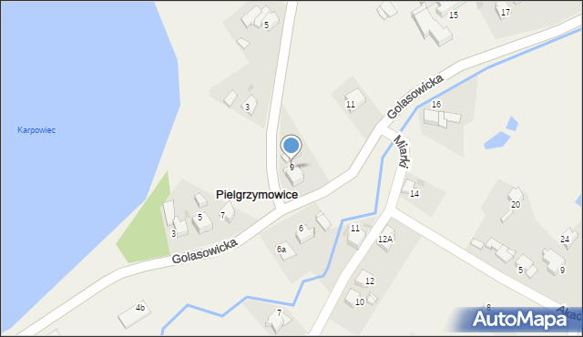 Pielgrzymowice, Golasowicka, 9, mapa Pielgrzymowice