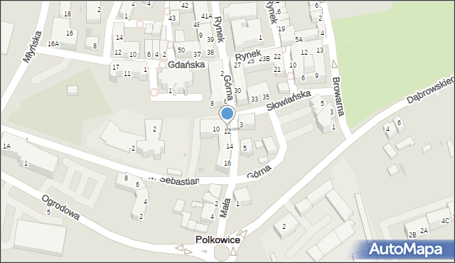 Polkowice, Górna, 12, mapa Polkowice