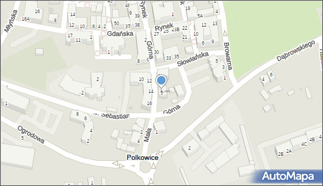 Polkowice, Górna, 5, mapa Polkowice