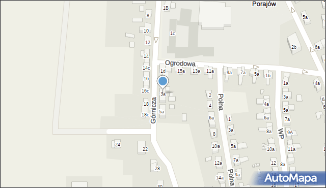 Porajów, Górnicza, 3a, mapa Porajów