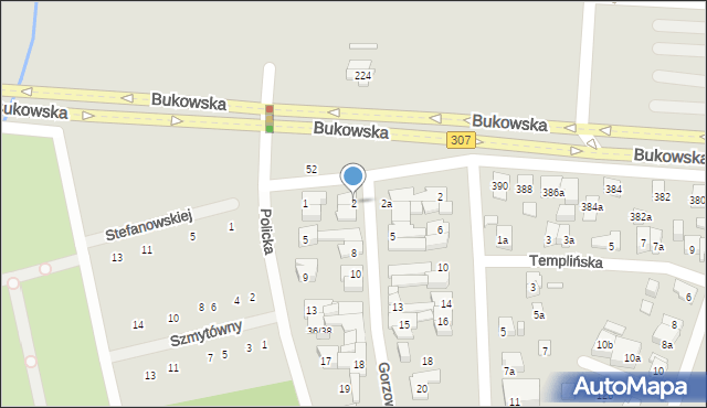 Poznań, Gorzowska, 2, mapa Poznania