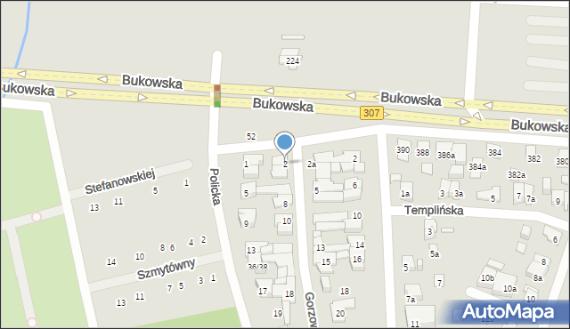 Poznań, Gorzowska, 2, mapa Poznania