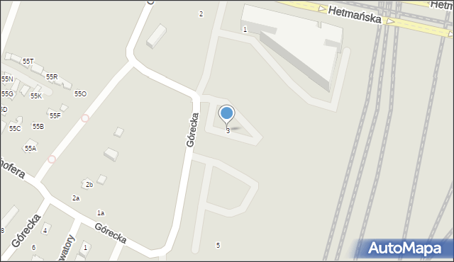 Poznań, Górecka, 3, mapa Poznania
