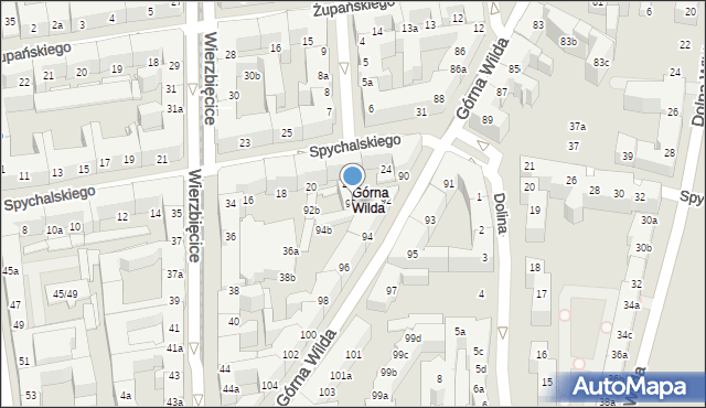 Poznań, Górna Wilda, 92a, mapa Poznania