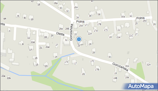 Rabka-Zdrój, Gorczańska, 24, mapa Rabka-Zdrój