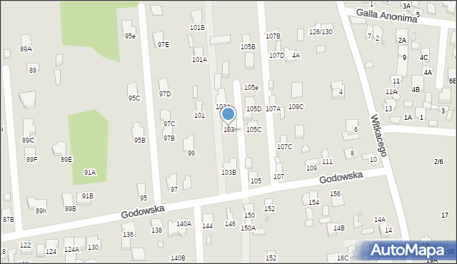 Radom, Godowska, 103C, mapa Radomia