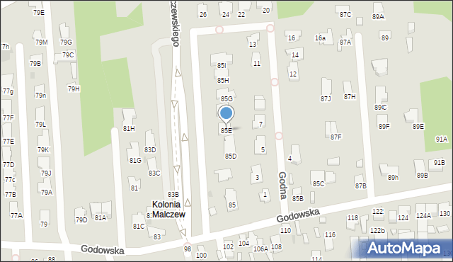 Radom, Godowska, 85E, mapa Radomia