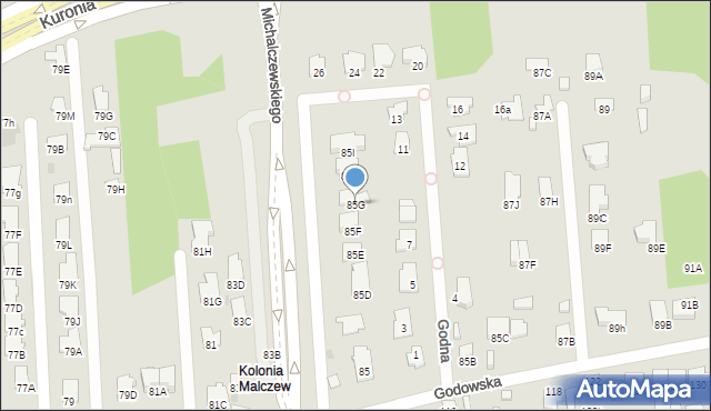Radom, Godowska, 85G, mapa Radomia