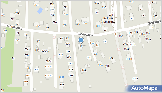 Radom, Godowska, 90, mapa Radomia