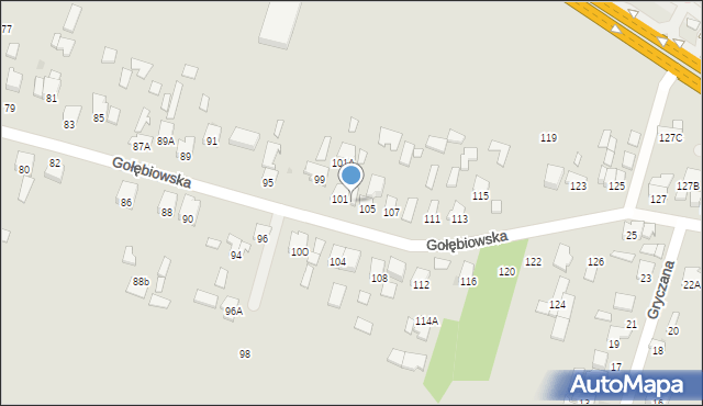 Radom, Gołębiowska, 103, mapa Radomia