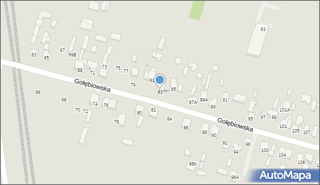 Radom, Gołębiowska, 83, mapa Radomia
