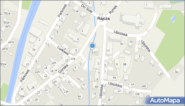 Rajcza, Górska, 1, mapa Rajcza