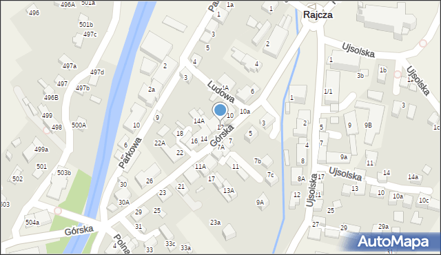 Rajcza, Górska, 12, mapa Rajcza