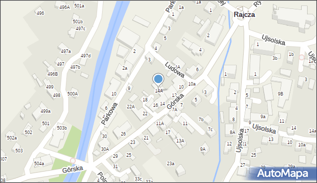 Rajcza, Górska, 14A, mapa Rajcza