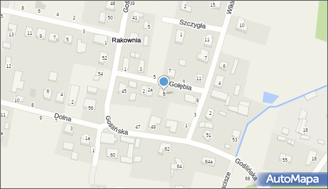 Rakownia, Gołębia, 6, mapa Rakownia