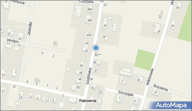 Rakownia, Goślińska, 33, mapa Rakownia