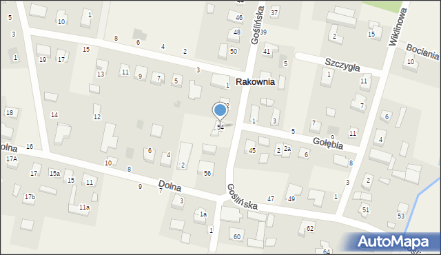 Rakownia, Goślińska, 54, mapa Rakownia