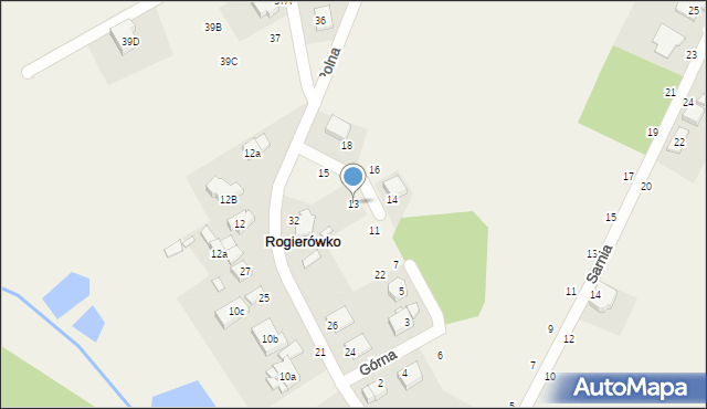 Rogierówko, Górna, 13, mapa Rogierówko