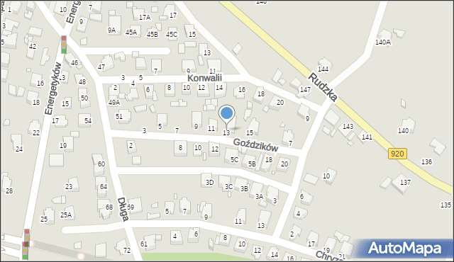 Rybnik, Goździków, 13, mapa Rybnika