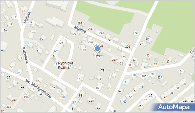 Rybnik, Golejowska, 17A, mapa Rybnika