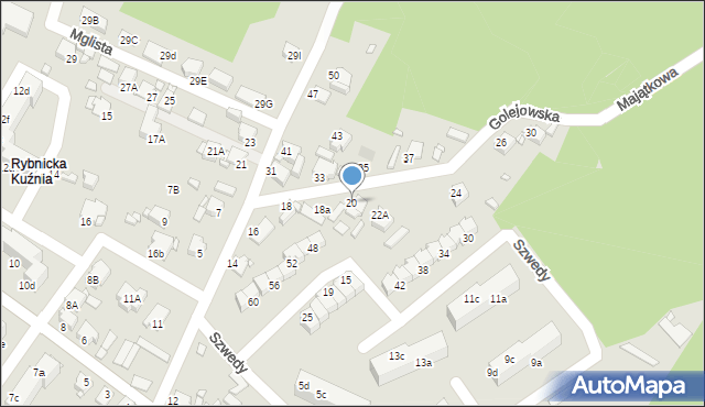 Rybnik, Golejowska, 20, mapa Rybnika