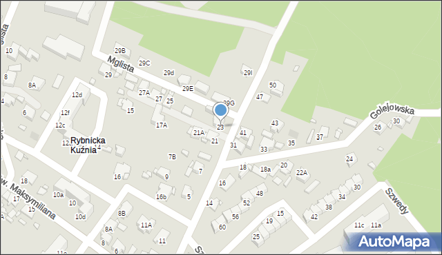 Rybnik, Golejowska, 23, mapa Rybnika